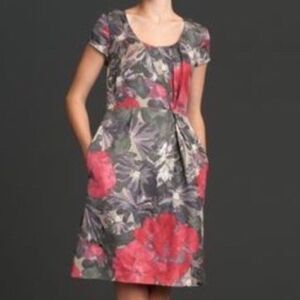Banana Republic Madmen Begonia Sheath Dress POCKETS Floral Mod Retro Sz 0